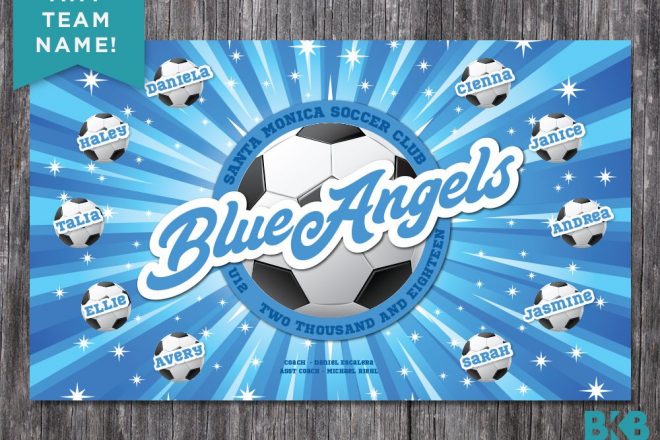 Vinyl Soccer Team Banner, Blue Angels