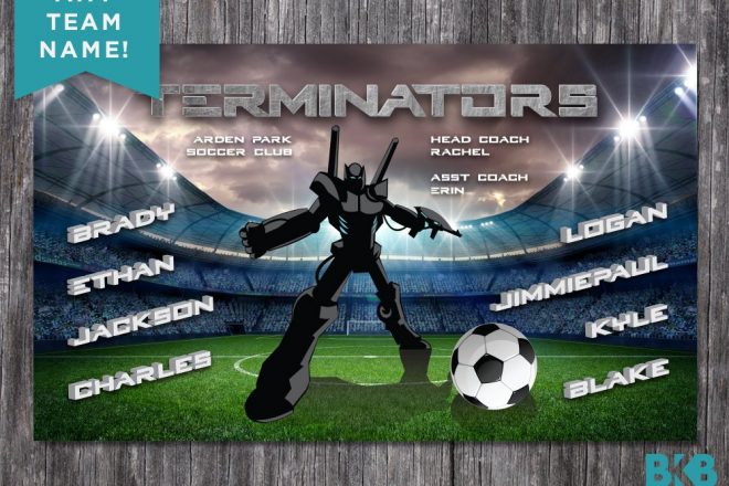 Vinyl Soccer Team Banner, Terminators,