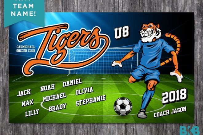 Vinyl Soccer Team Banner, Tigers