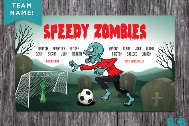 Vinyl Soccer Team Banner, Zombies