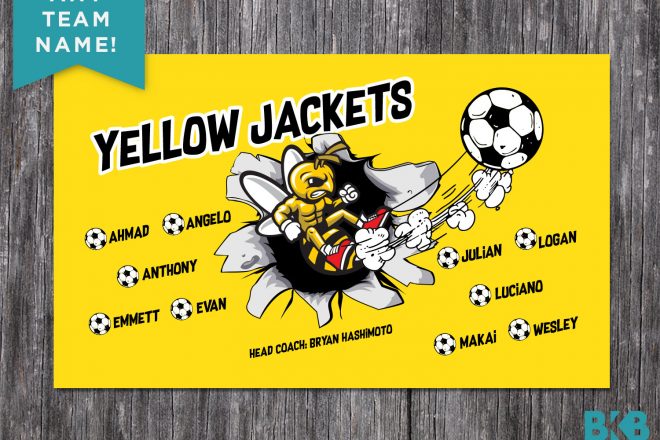 Vinyl Soccer Team Banner, Yellow Jackets