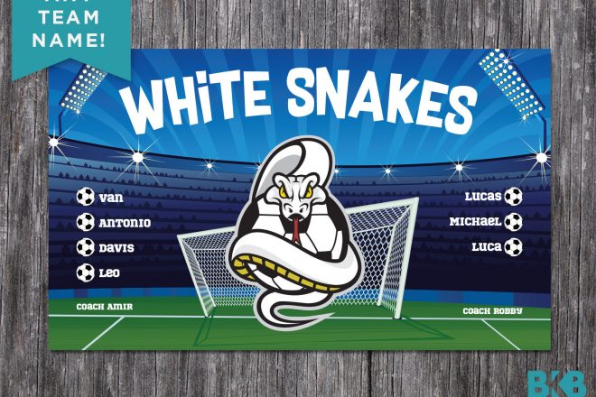 Vinyl Soccer Team Banner, White Snakes