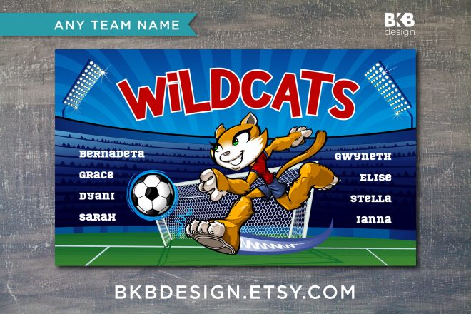 Vinyl Soccer Team Banner, Wildcats