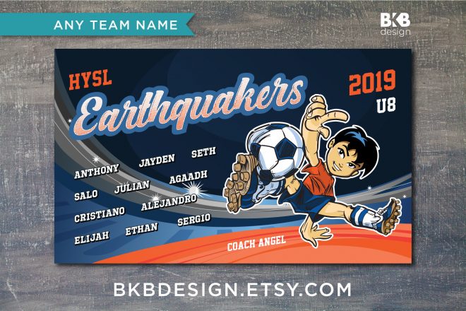 Vinyl Soccer Banner, Earthquake