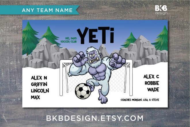 Vinyl Soccer Banner, Yeti