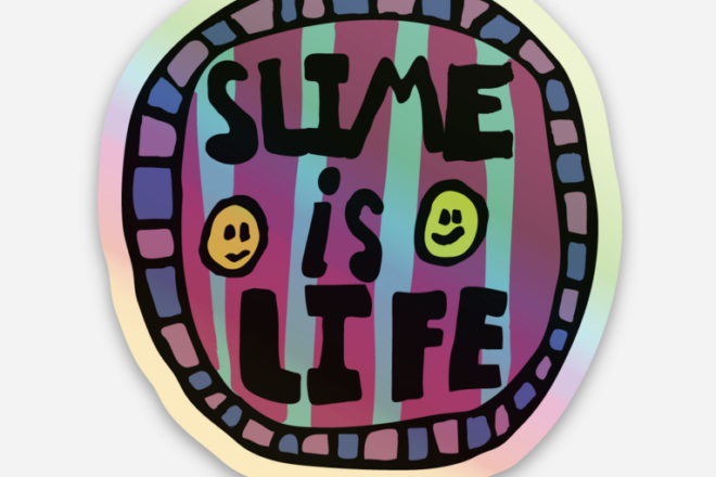 Holographic "Slime Is Life" Water Bottle Sticker
