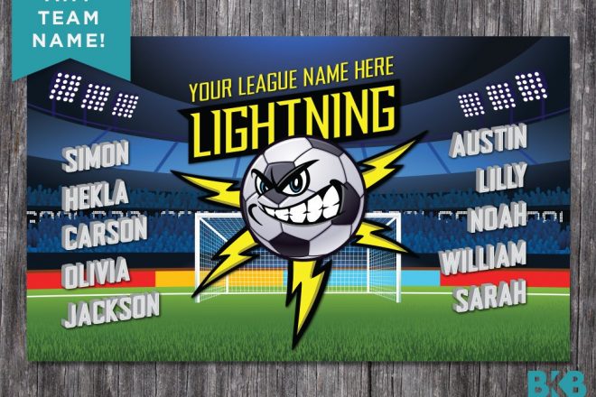 Vinyl Soccer Team Banner, Lightning