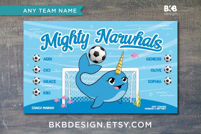 Vinyl Soccer Banner, Narwhals