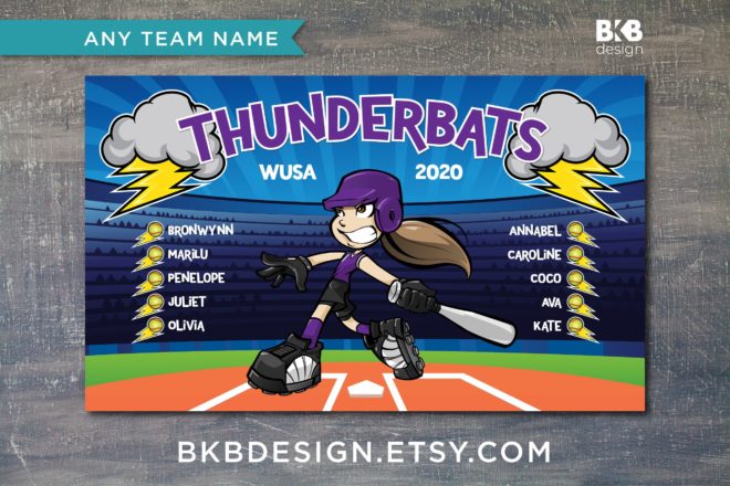 Thunder, Lightning – Softball Banner